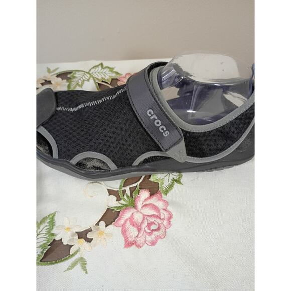 Crocs Mens Swiftwater Fisherman Deck Sandals Shoes Black Water Slip On Size 9 - Picture 5 of 10